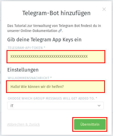 Telegram Bot hinzufügen